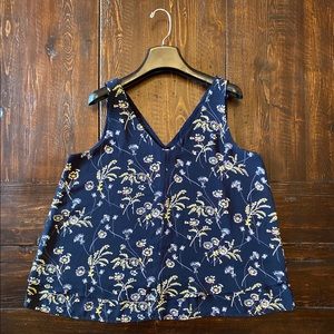 LOFT Floral Double V-Neck Tank